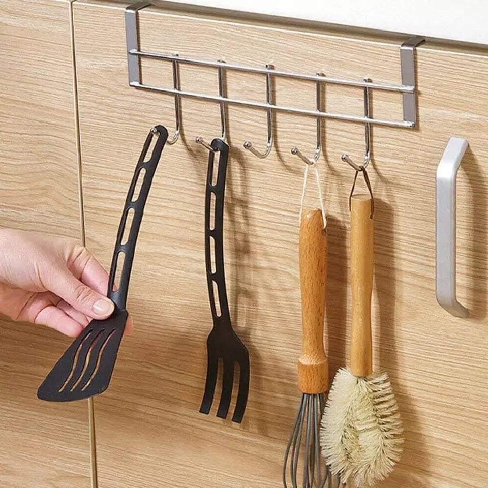 5-Hook Metal Door Hanger | Multipurpose Closet & Kitchen Organizer
