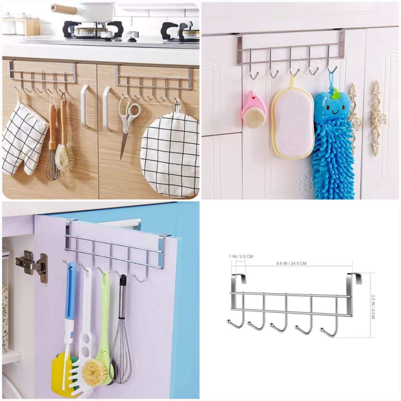 5-Hook Metal Door Hanger | Multipurpose Closet & Kitchen Organizer