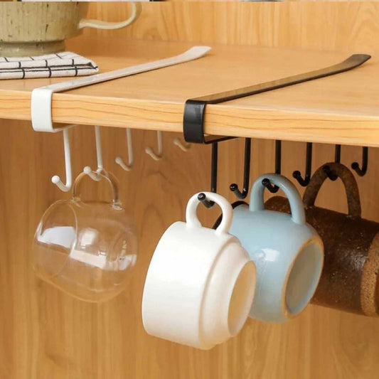 6-Hook Metal Hanger for Kitchen Cups, Mugs & Utensils Organizer