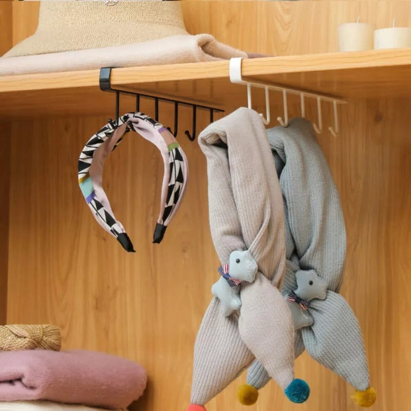 6-Hook Metal Hanger for Kitchen Cups, Mugs & Utensils Organizer