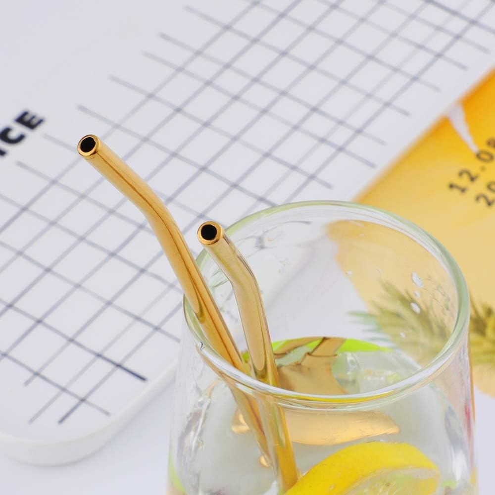 6-Piece Reusable Stainless Steel Straw Spoons With Brush