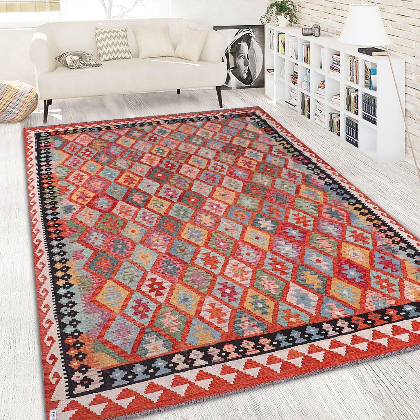 9x12ft Handmade Afghan Chobi Kilim Wool Area Rug

