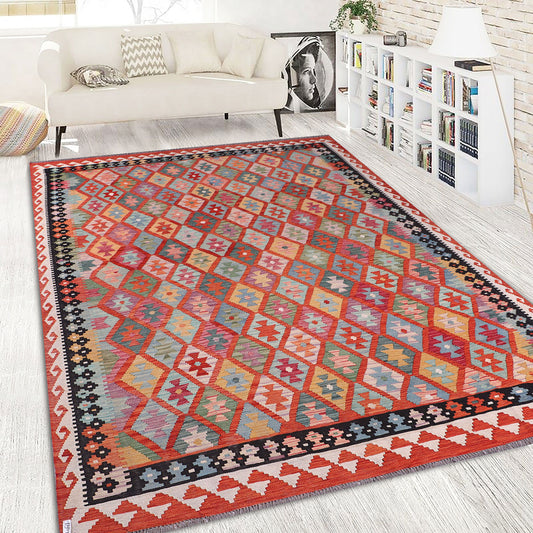9x12ft Handmade Afghan Chobi Kilim Wool Area Rug
