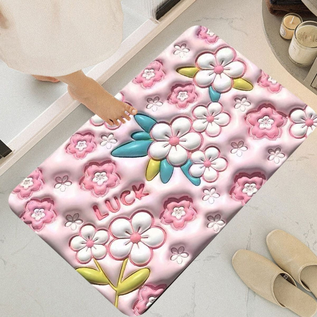 Absorbent 3D Print Bathroom Floor Rug Non Slip