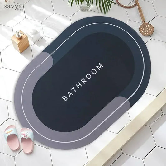 Anti-Slip Oval Bath Mat Soft Washable Absorbent Rug