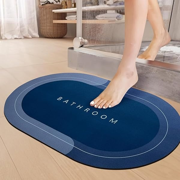 Anti-Slip Oval Bath Mat Soft Washable Absorbent Rug 2