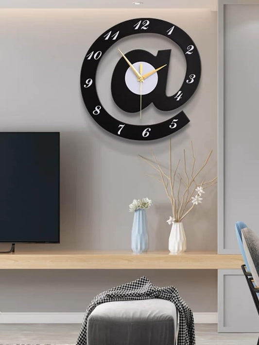 At Sign 3D Wooden Wall Clock For Home Decor