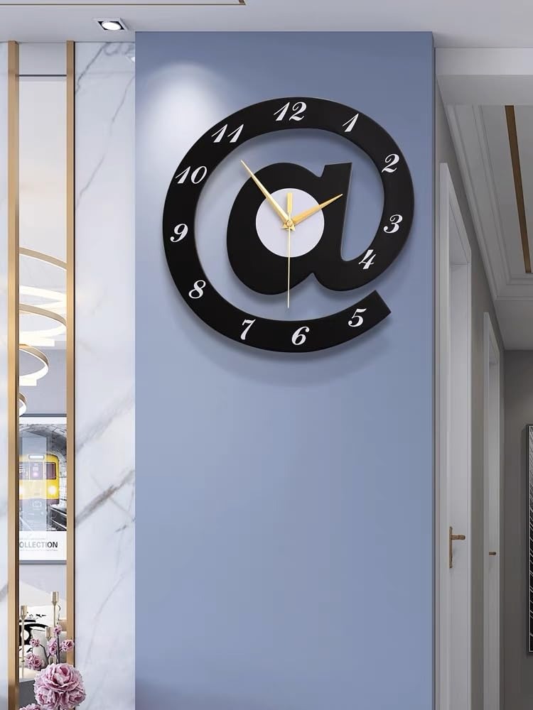 At Sign 3D Wooden Wall Clock For Home Decor