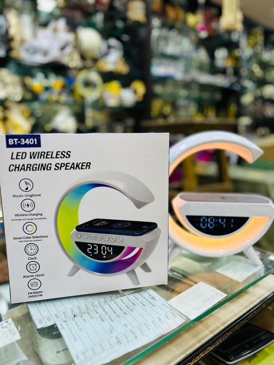 BT-3401 LED G-Shaped Bluetooth Speaker With Clock & Light