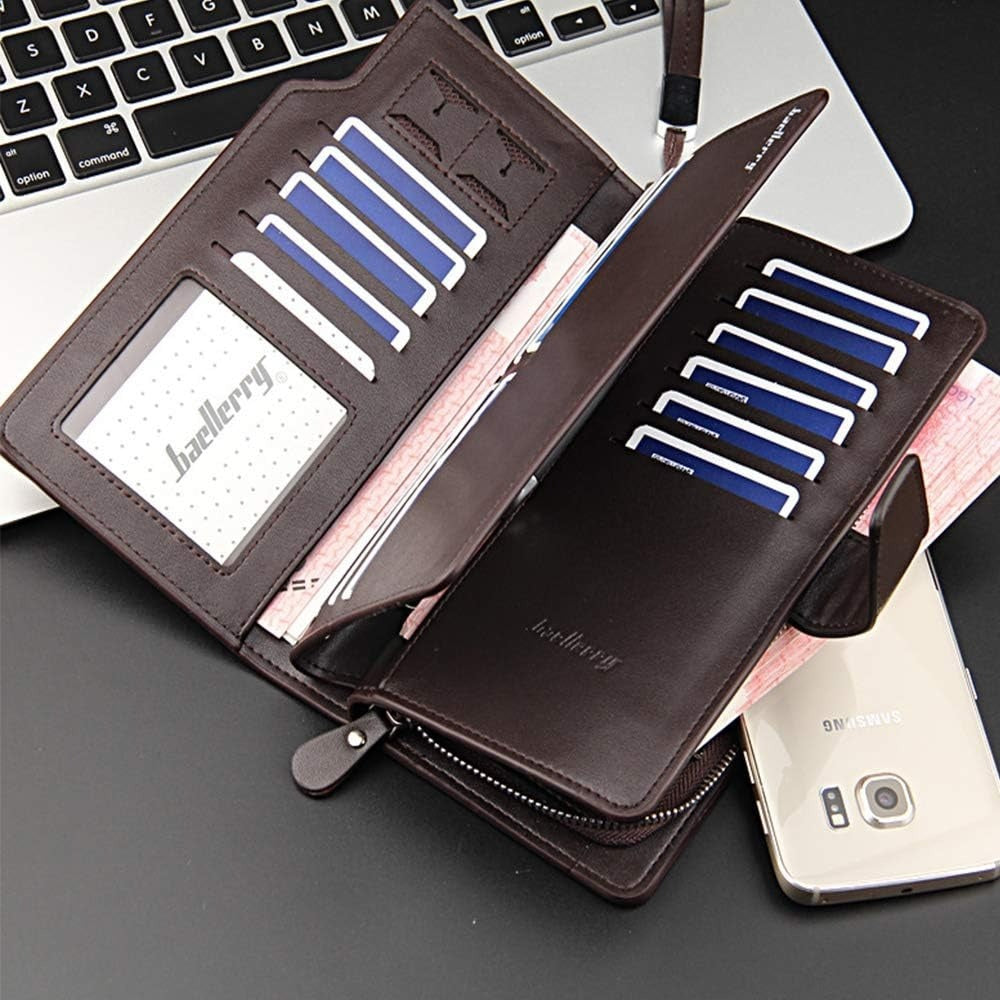 Baellerry Men’s Leather Large Wallet & Coin Purse – Black