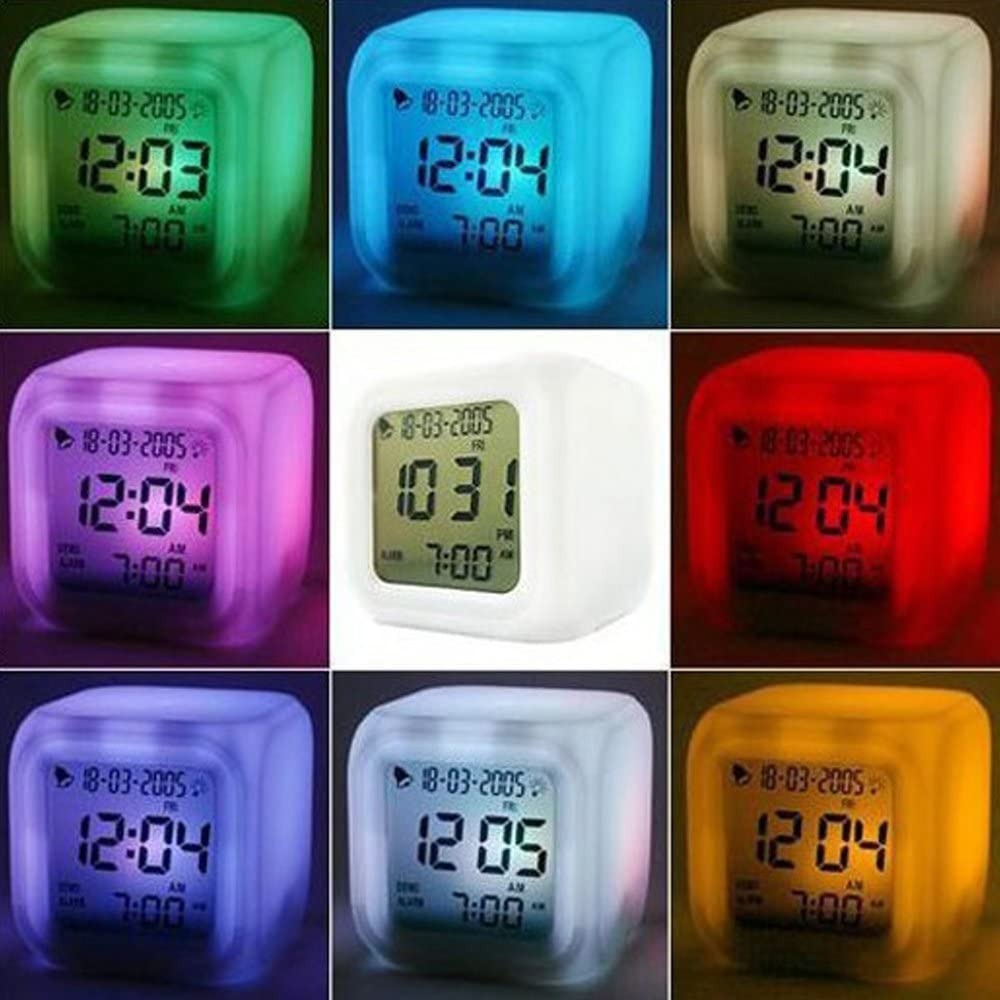 Creative LED Alarm Clock With 7 Color Changing Light