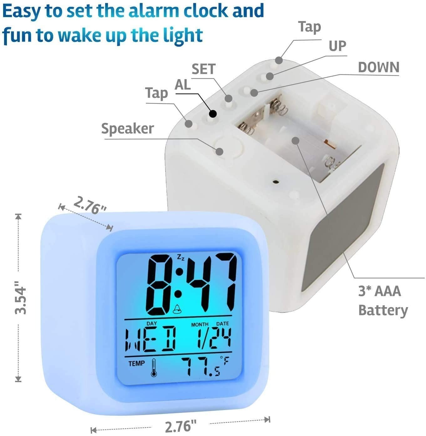 Creative LED Alarm Clock With 7 Color Changing Light