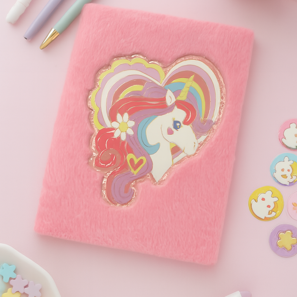 Cute Cartoon Plush Cover Diary – Soft Journal for Kids & Girls