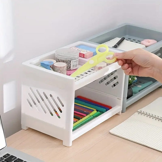 Desktop Double-Layer Plastic Storage Holder – Organizer Rack