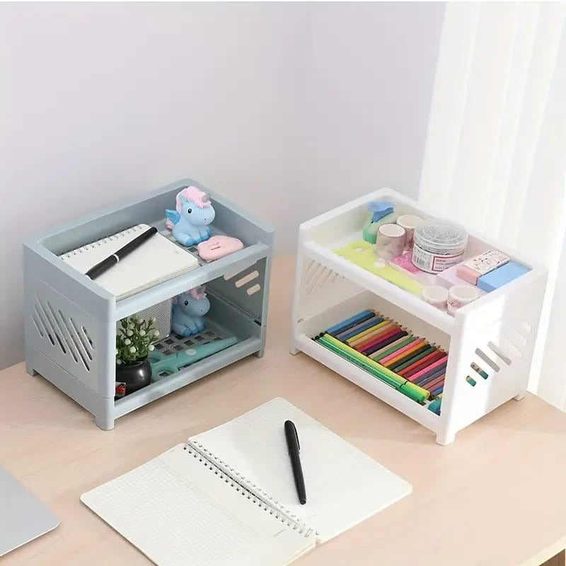 Desktop Double-Layer Plastic Storage Holder – Organizer Rack