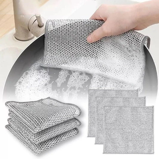 Durable Wire Dish Cloths – 4-Pack Rust-Resistant Scrubbers