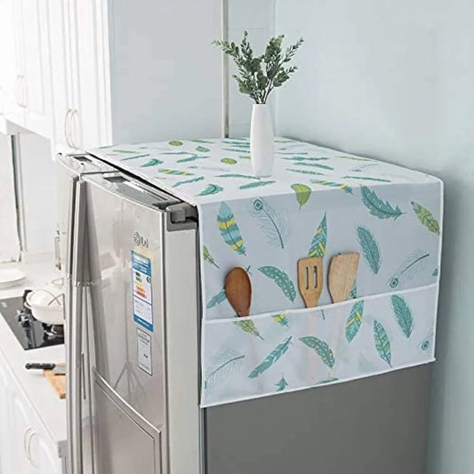 Dustproof Waterproof Fridge Cover With Side Pockets