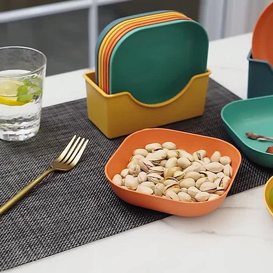Eco-Friendly 6 Inch Plastic Bone Dish Set – 10 Pcs Kitchen Plates