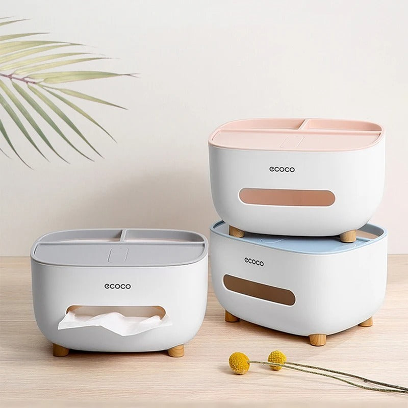 Ecoco Tissue Box With Drawer | Multifunctional Desk Organizer