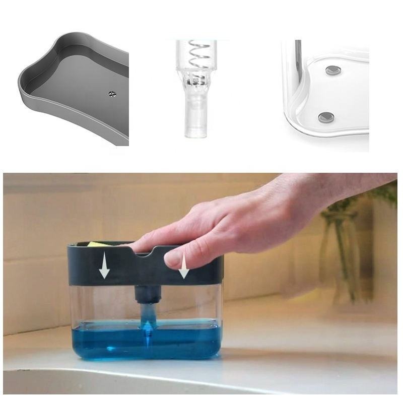 Elegant Chrome Soap Dispenser Set with Sponge Holder for Kitchen