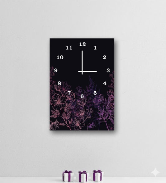 Elegant Floral Wooden Wall Clock 12x16 Inches