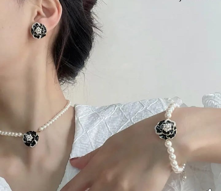 Elegant Flower Pearl Stone Jewelry Set for Women