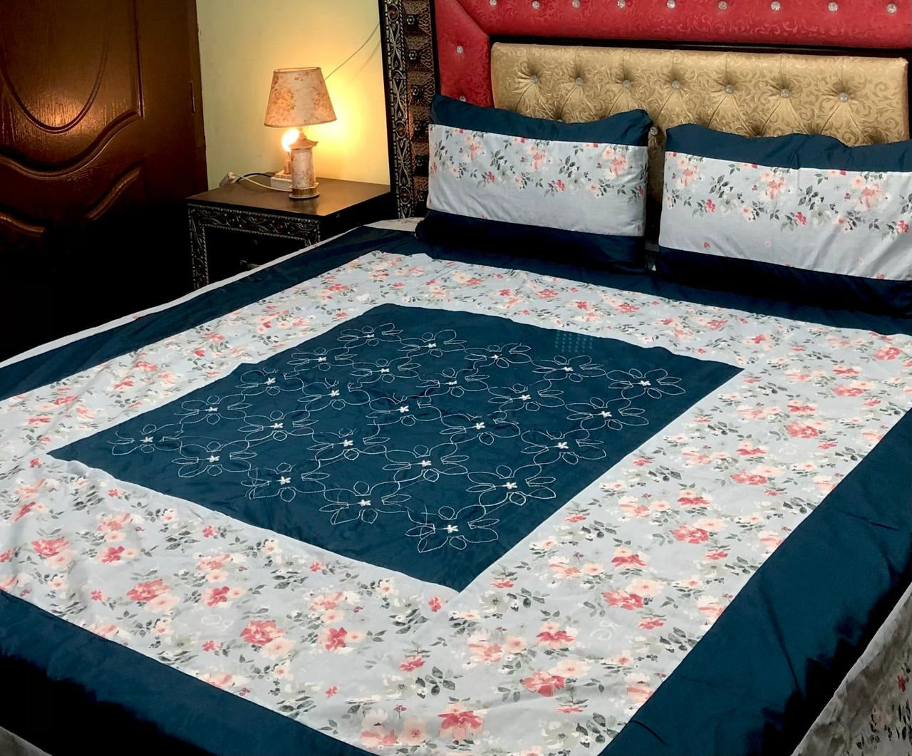 Embroidered Patchwork Cotton Bedsheets King Size
