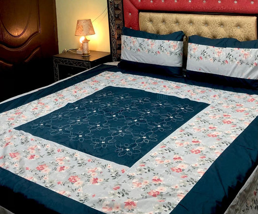 Embroidered Patchwork Cotton Bedsheets King Size