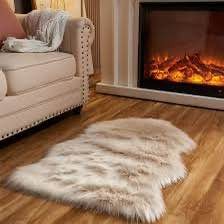 Faux Fur Sheepskin Rug Ivory White 2x3 ft Soft Plush Carpet