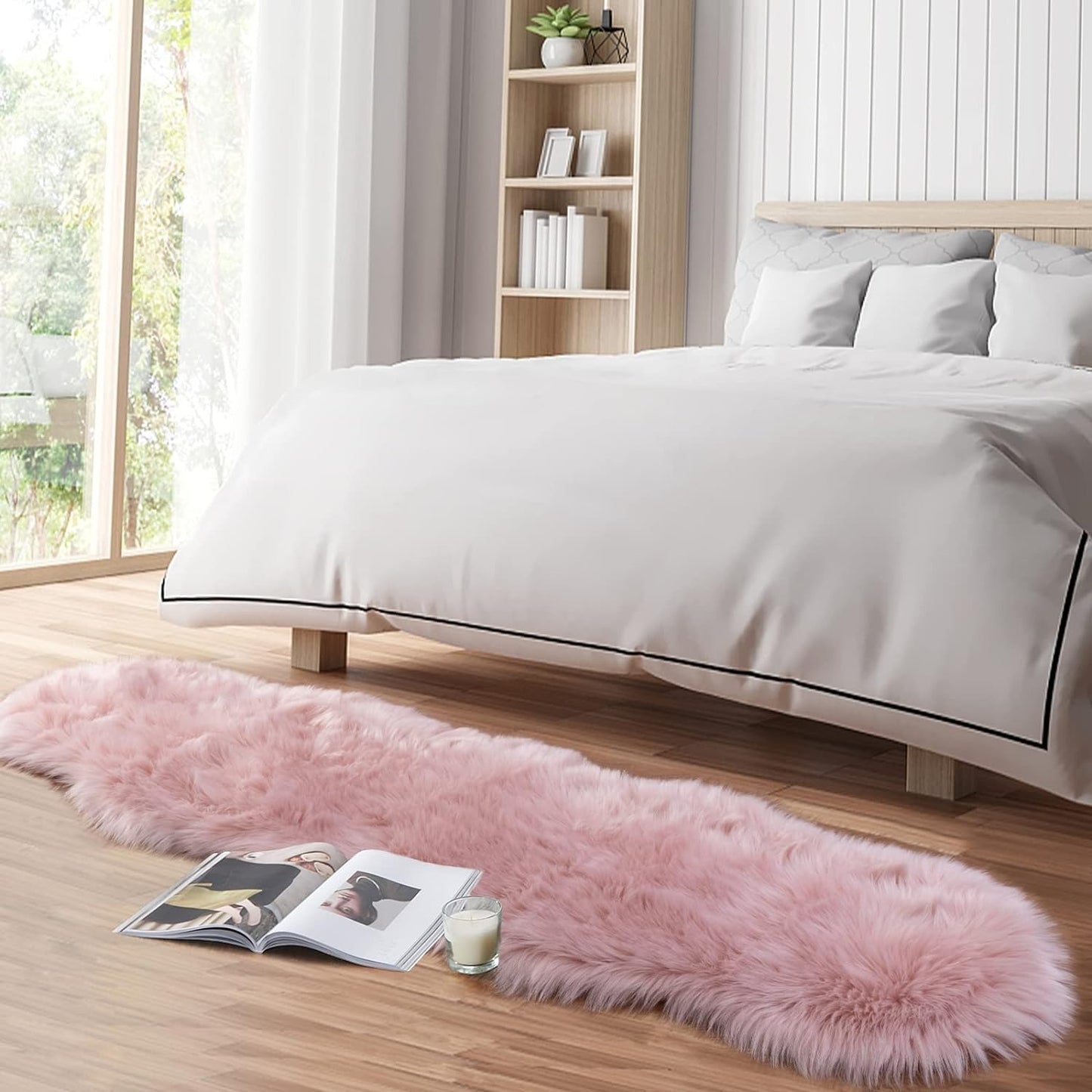 Faux Sheepskin Rug Pink Sheep Foot Door Mat 