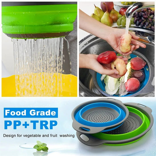 Foldable Silicone Strainer – Heat-Resistant BPA-Free Kitchen Colander