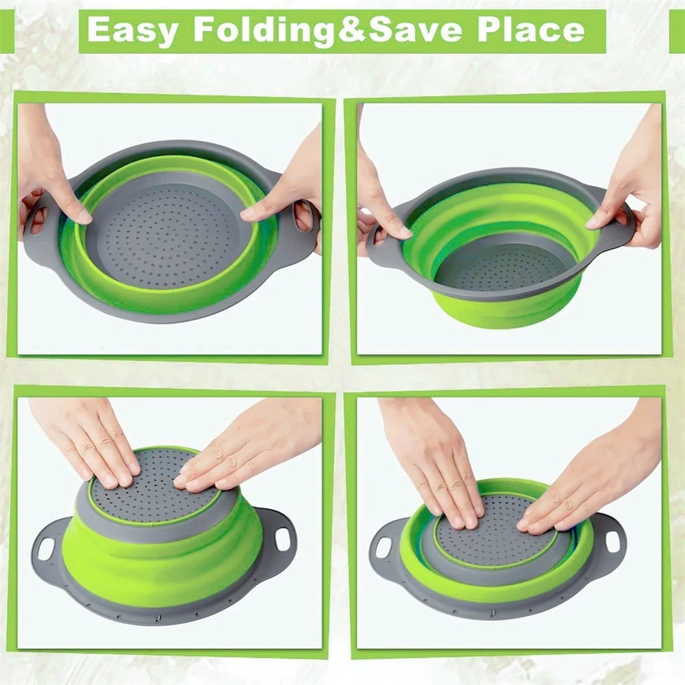 Foldable Silicone Strainer – Heat-Resistant BPA-Free Kitchen Colander