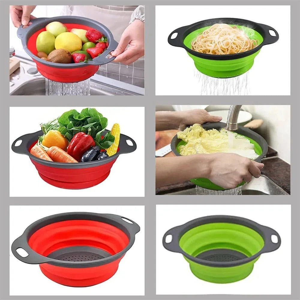 Foldable Silicone Strainer – Heat-Resistant BPA-Free Kitchen Colander