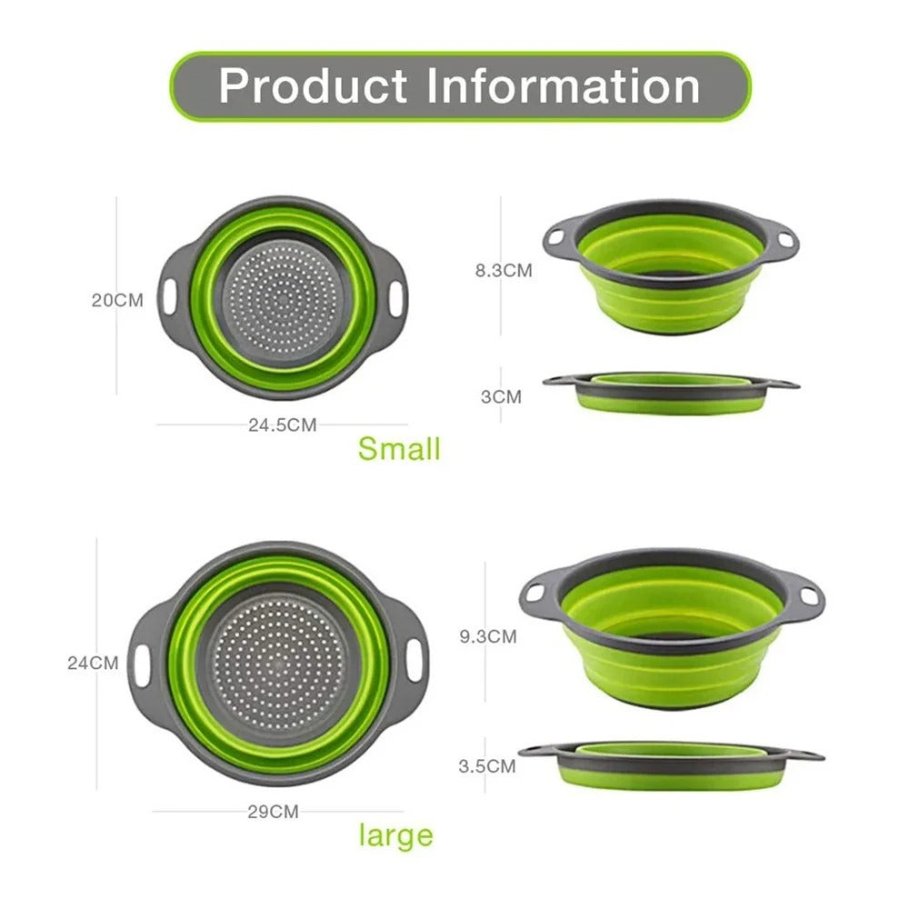 Foldable Silicone Strainer – Heat-Resistant BPA-Free Kitchen Colander