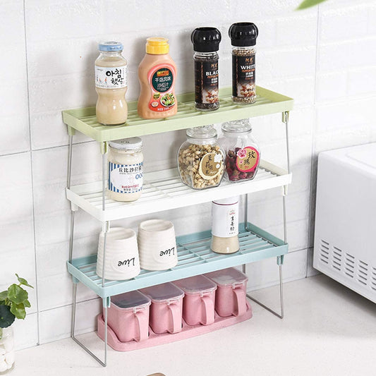 Foldable Spice Rack Shelf – 1 Tier Cabinet & Pantry Organizer