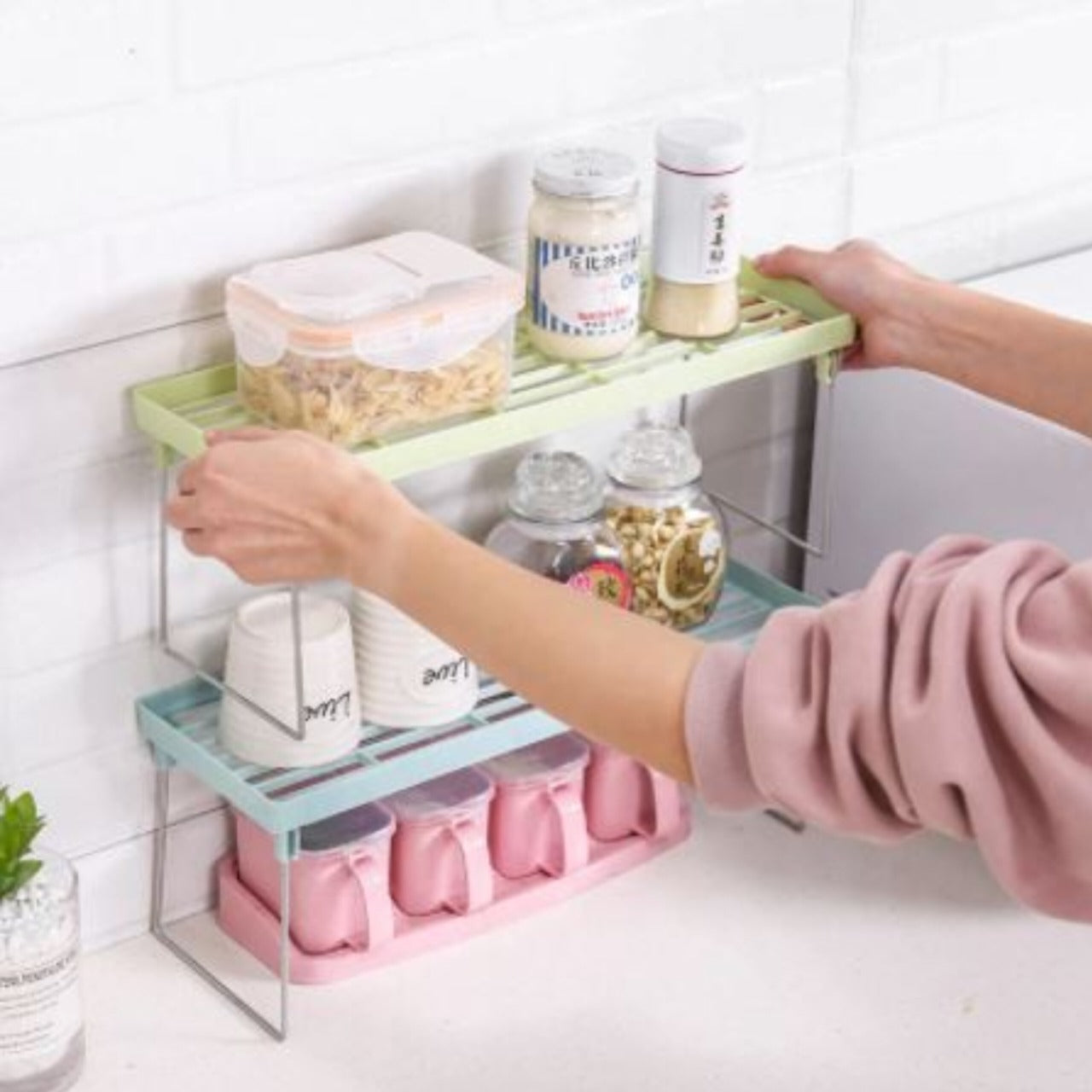 Foldable Spice Rack Shelf – Stackable Kitchen & Pantry Organizer