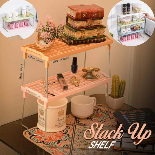 Foldable Spice Rack Shelf – Stackable Kitchen & Pantry Organizer
