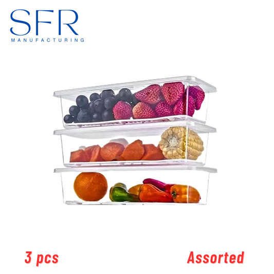 Fridge Storage Containers Pack of 3 | 1500ml Stackable Organizer