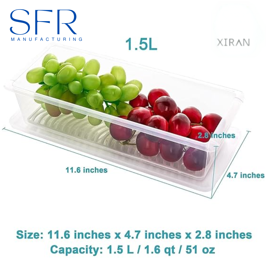 Fridge Storage Containers Pack of 3 | 1500ml Stackable Organizer