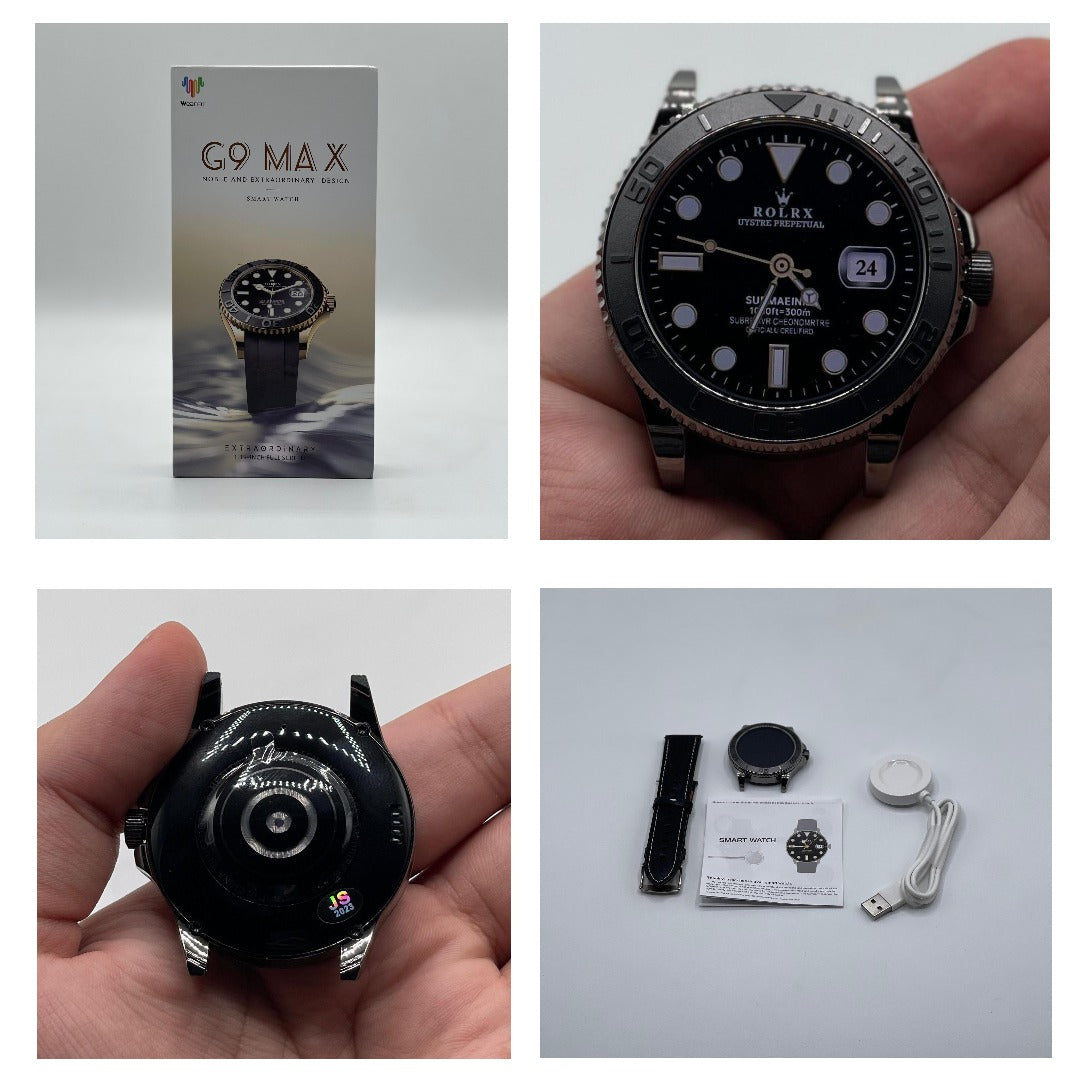 G9 Max Smartwatch AMOLED Display | Rolex Style Black Smartwatch