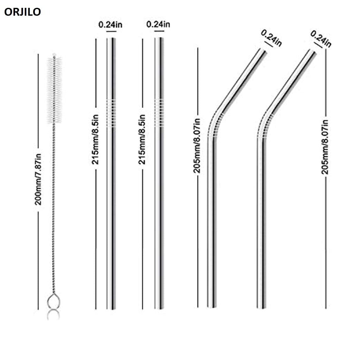 High-Grade Stainless Steel Straw Set - 5 Pcs Reusable Eco-Friendly