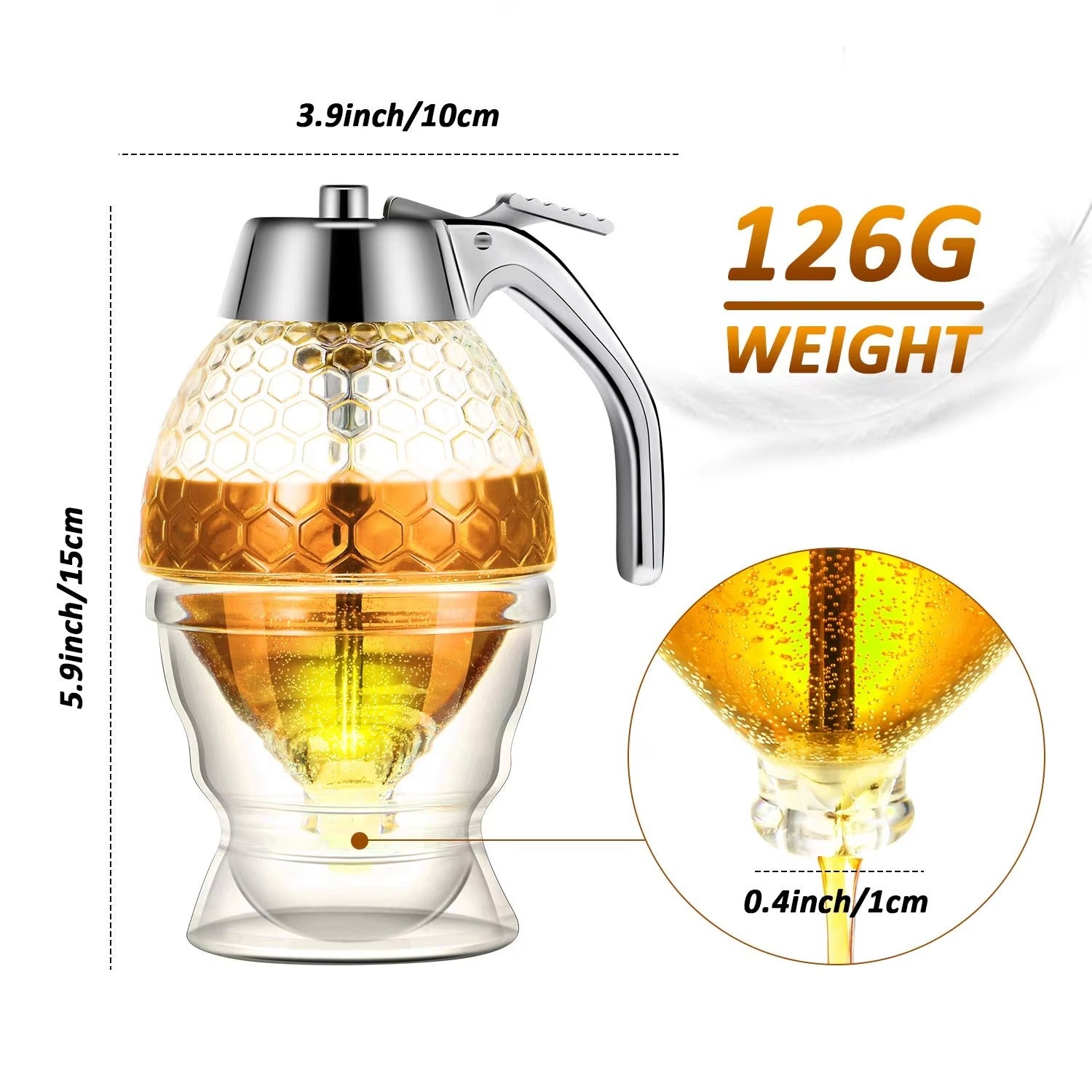 Honey Dispenser Jar 200ML – Kitchen Syrup & Juice Storage Pot