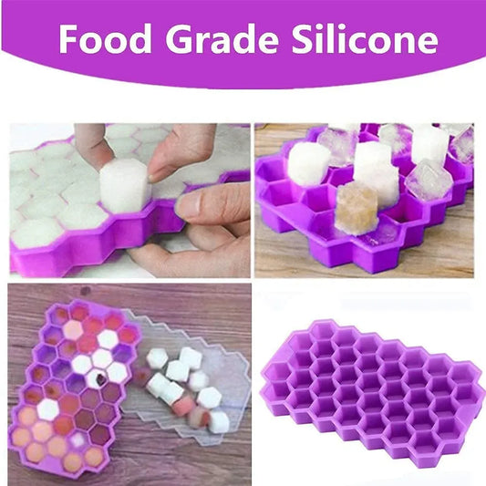 Honeycomb 37 Cavity Silicone Ice Cube Tray for Freezer