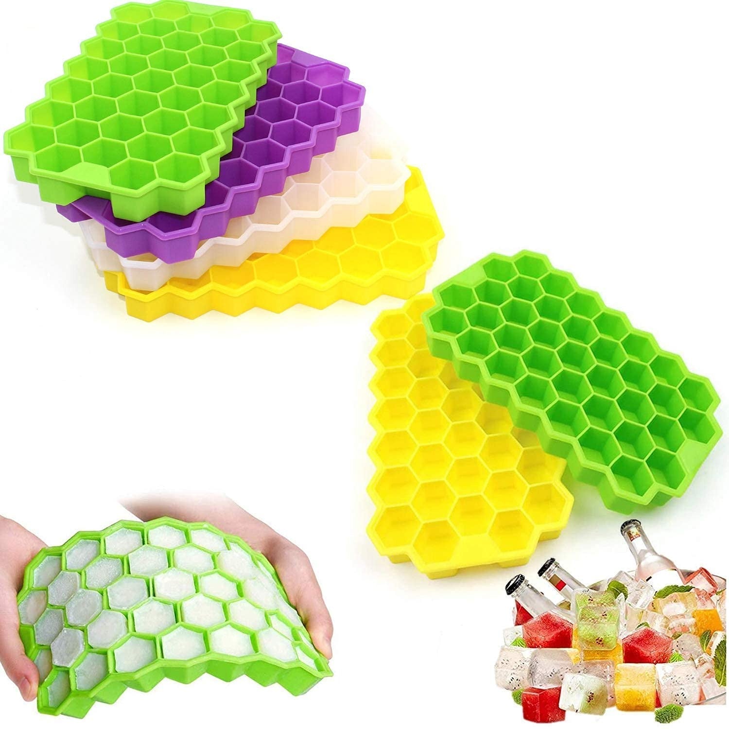 Honeycomb 37 Cavity Silicone Ice Cube Tray for Freezer