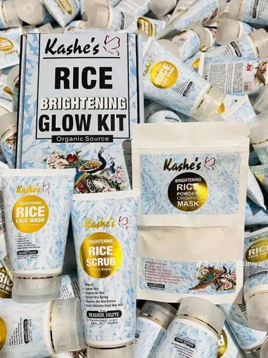 Kashee’s Organic Brightening Rice Skincare Kit – 3 Pcs Set