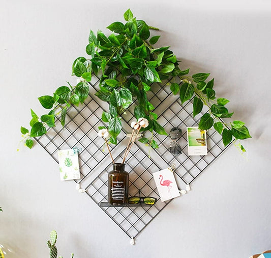 Metal Grid Panel Photo Frame Wall Decor Display