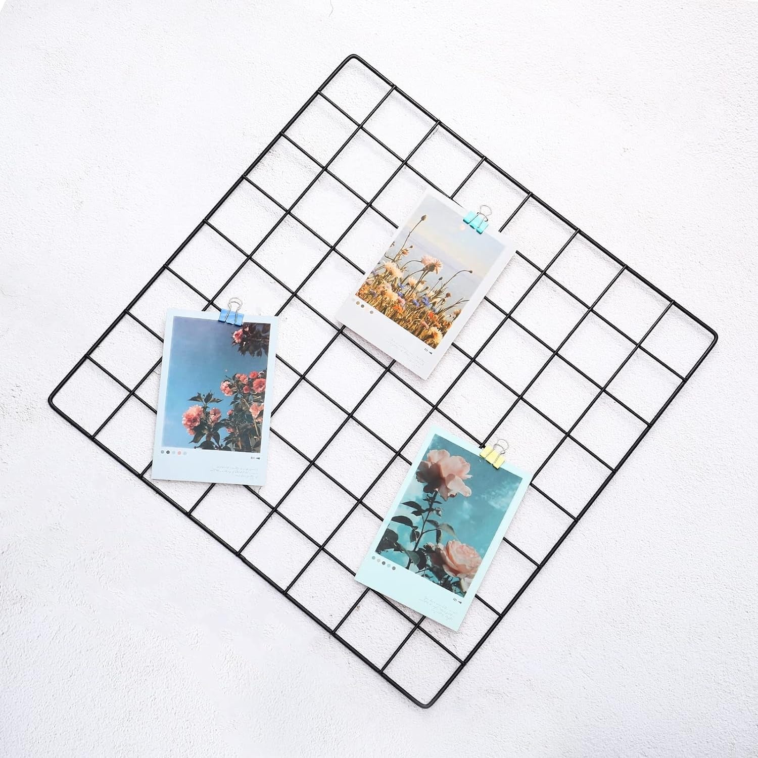 Metal Grid Panel Photo Frame Wall Decor Display