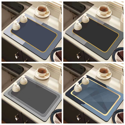 Multi-Color Dish Drying Mat | Absorbent Kitchen Counter Pad
