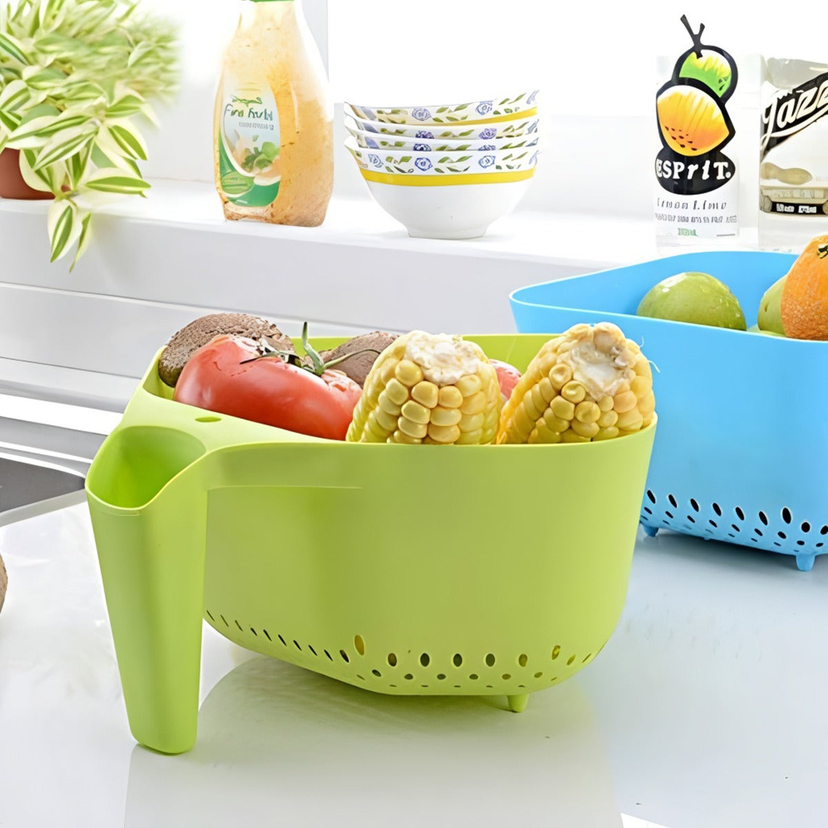 Multipurpose Plastic Strainer - Fruit, Veg, Rice & Kitchen Organizer