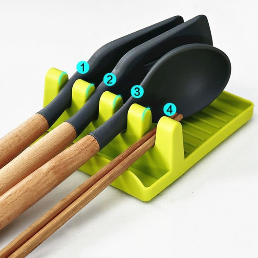 Non-slip Kitchen Utensil Holder Rack – Spoon, Fork & Spatula Organizer